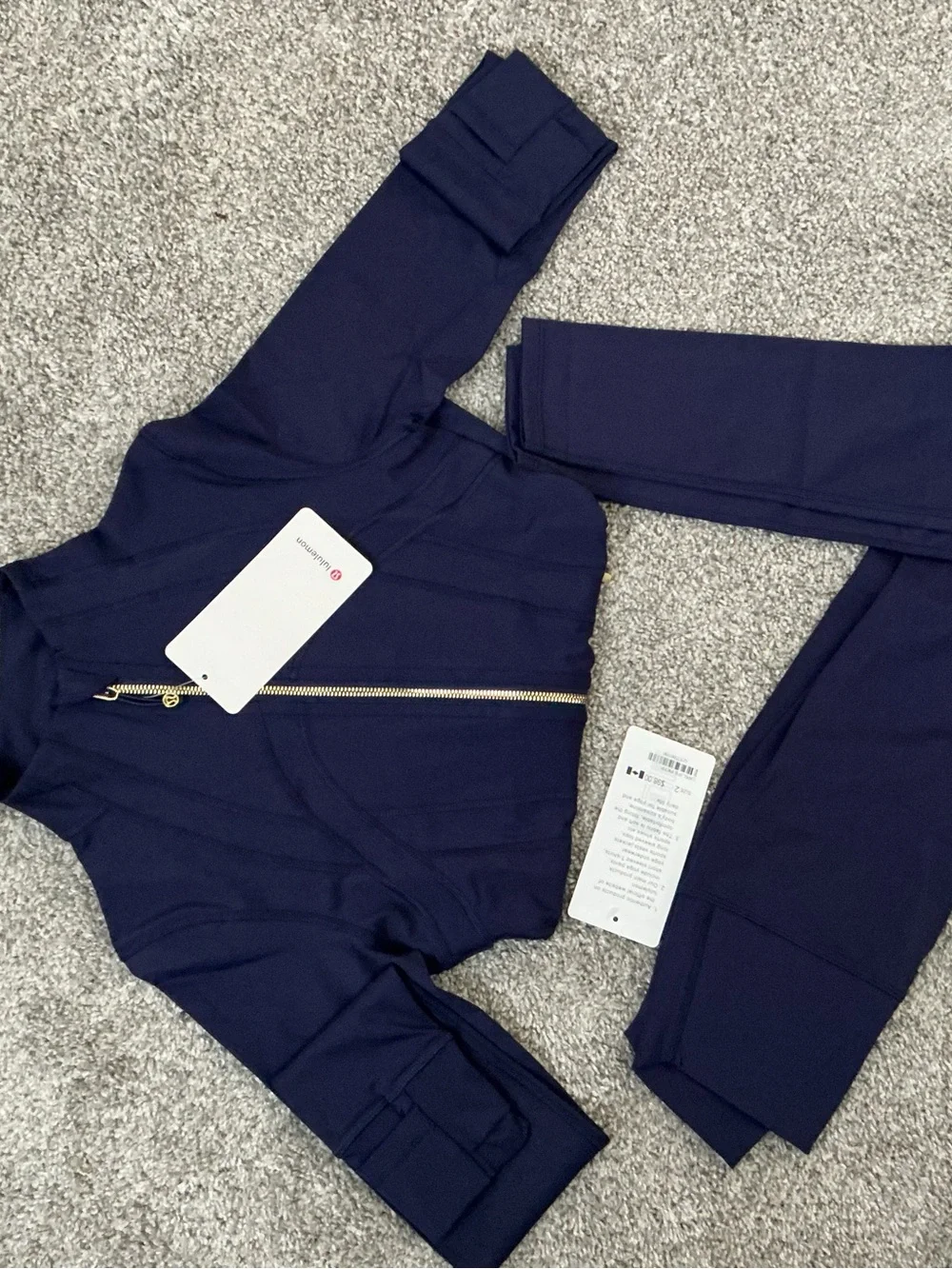 lululemon athletica Women's Deep Navy Legging Set with Gold Zipper